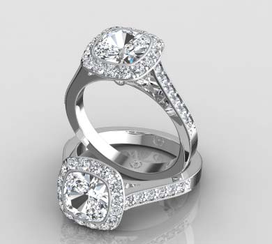 Sarah Bezel Set Halo Ring With Milgrain