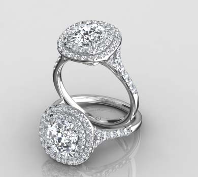 Soleste Double Halo Ring With Fishtail Pave