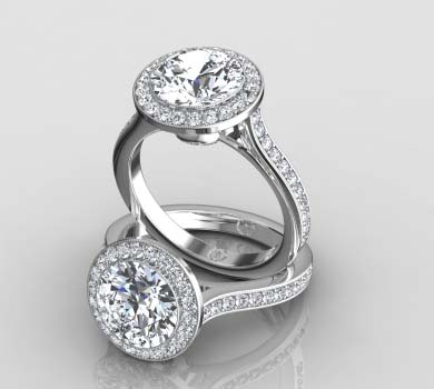 Channel Set Halo Ring With Milgrain