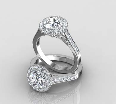 Bezel Set Round Halo Ring With Milgrain