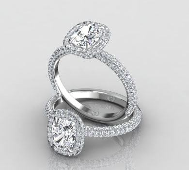 Kimberly Three Row Pave Ring With Double Halo