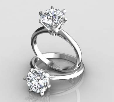 Six Prong Solitaire Ring With Knife Edge